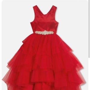 Rare Editions Toddler Girls Tulle Ruffle Satin Ball Gown